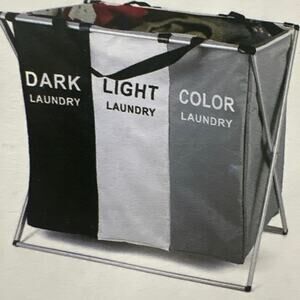 3 Section Laundry Basket for Dark, Light, and Color Clothes Hamper, Collapsib...